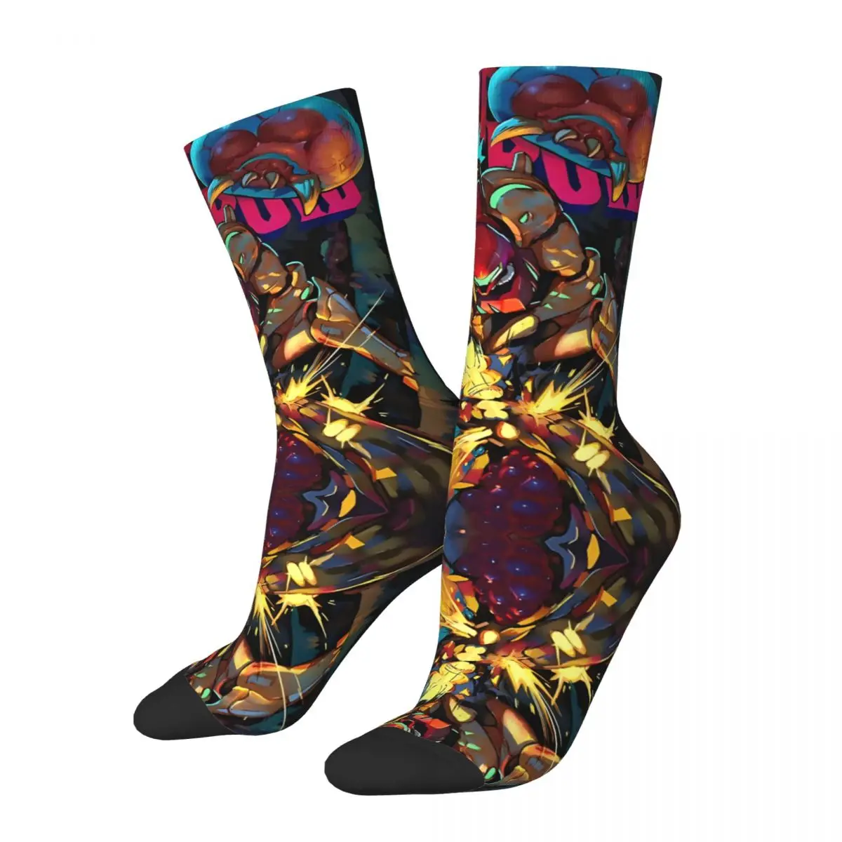 Metroid Men's Socks Vintage Harajuku Street Style Novelty Casual Crew Sock