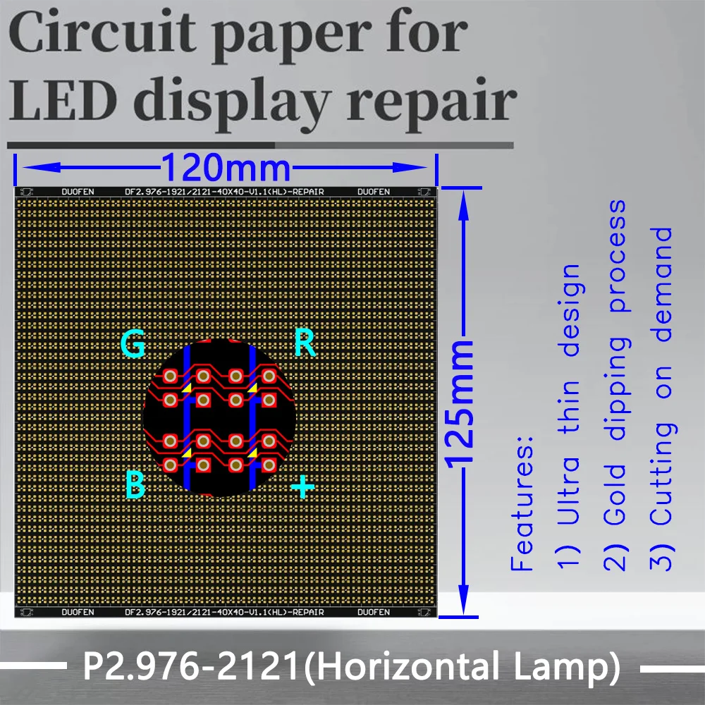 

P2.976-1921-2121(horizontal light) Circuit Paper,Horizontal lamp which is rare，120X125mm ,Used for repairing damaged PCB pads