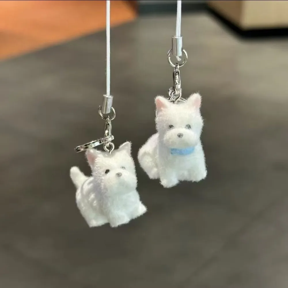 Cute Sweet Plush Cartoon Dog Keychain Pendant for Women Girls Fashion Animal Mobile Phone Backpack Accessories Friendship Gift