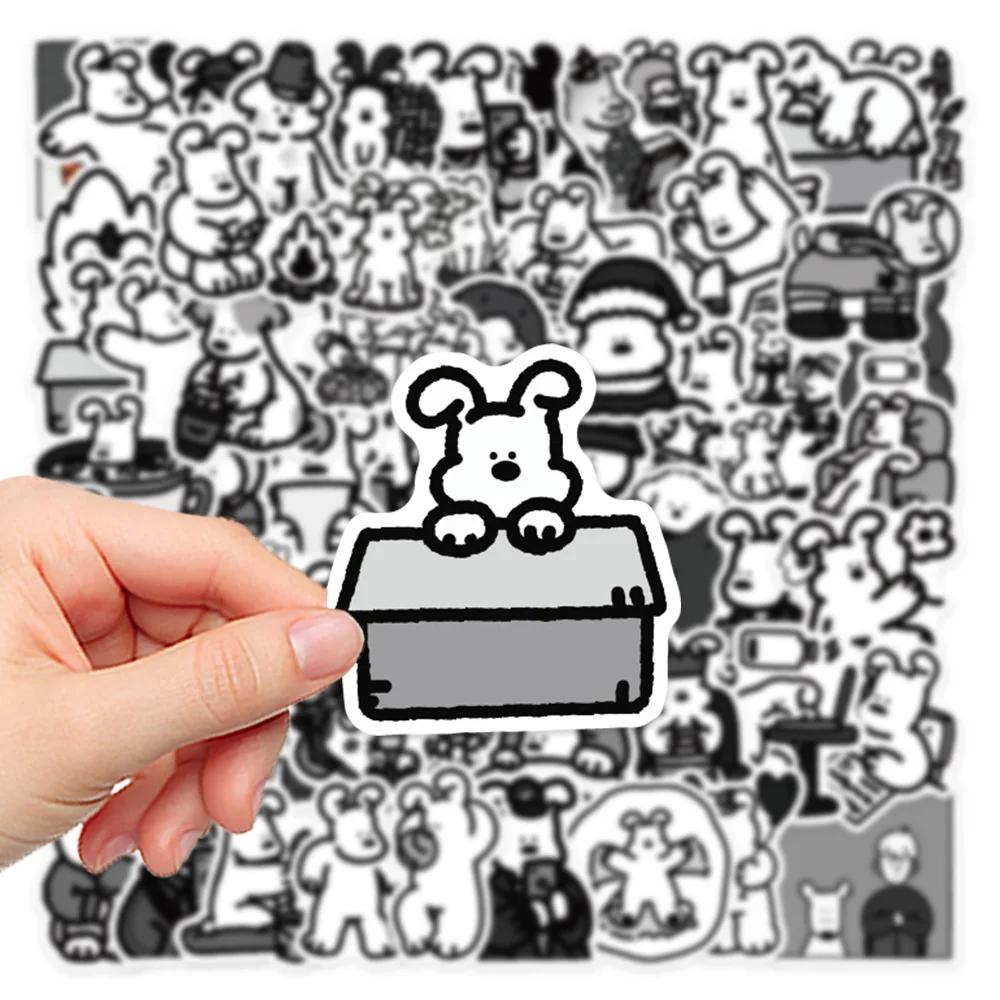 62Pcs Black And White Stick Figure Style Dog Stickers Graffiti Funny Kids DIY Decals Gift Toy for Wall Notebook Phone Bike