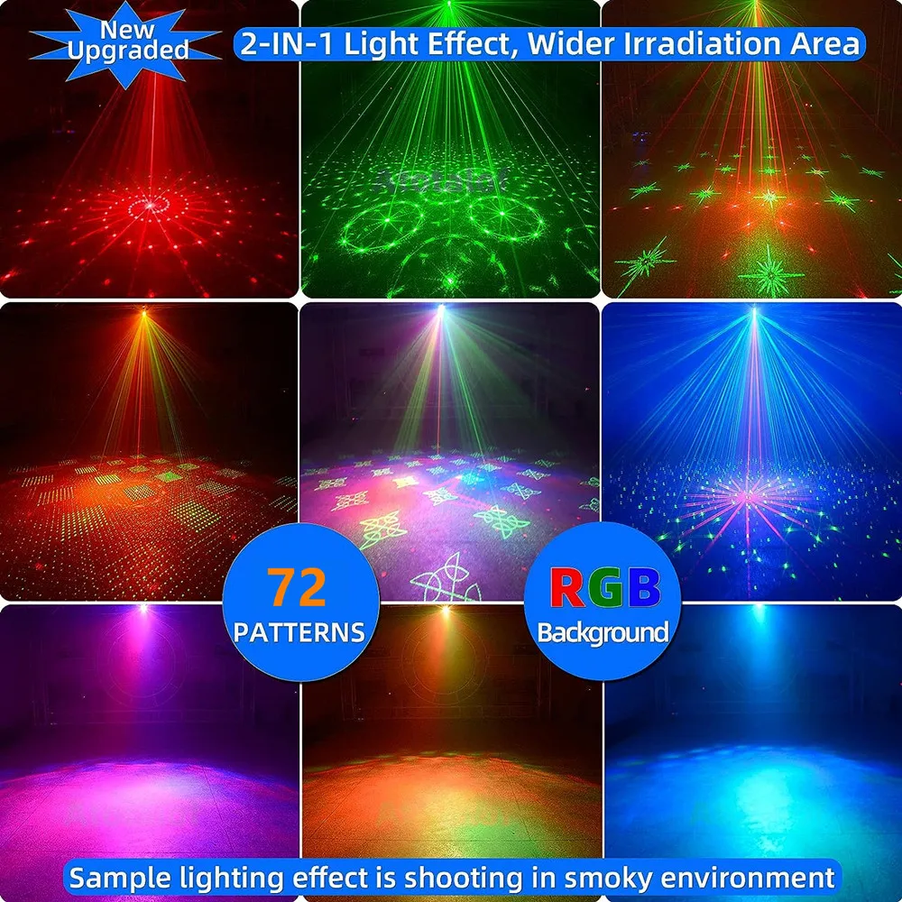 DJ Party Stage Disco Light Laser Projector Light Red Green Blue 9LED Strobe Christmas Holiday Wedding Party Decoration