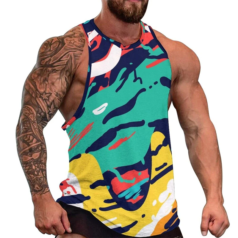 Camo Tank Tops For Men Gym Clothing 3D Printed Leopard Tank Tops Y2k Casual Sleeveless Ropa Hombre Breathable Tops Sportwear