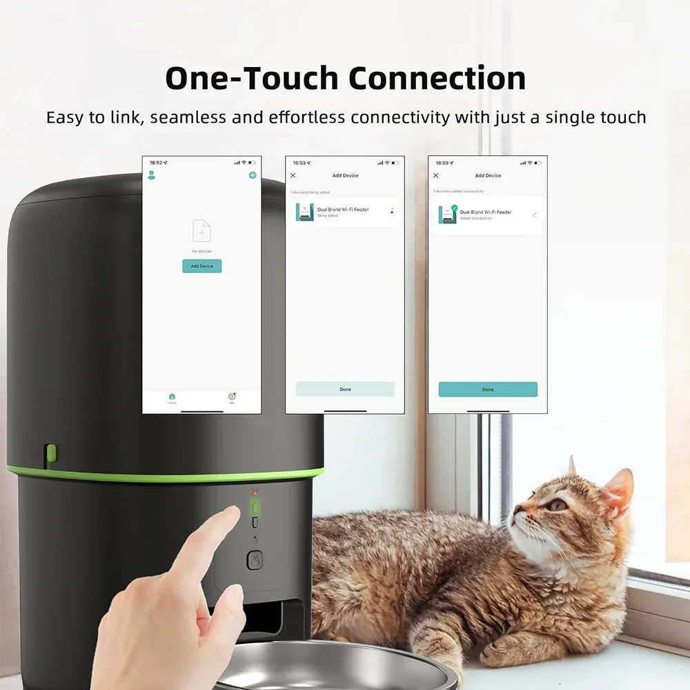 Furpipi Smart Cat Feeder with 5G WiFi, Tuya App Control, Automatic Feeding, 4L Large Capacity, cat bowl