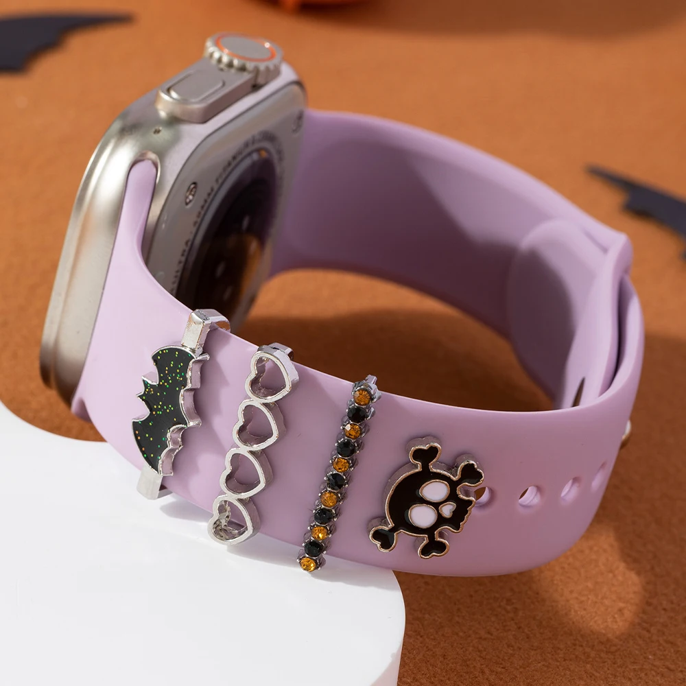 Halloween Cartoon Kürbis blatt Uhr Zubehör für Apple Uhren armbänder Dekoration Diamant Schmuck Charms Armband Zubehör