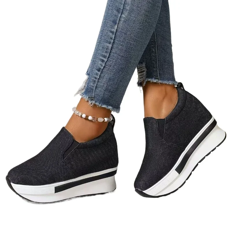 Plate-forme chaussures compensées pour femmes nouvelle tendance fond épais baskets plates pour femmes décontracté mode Denim Rock chaussures Tenis De Mujer