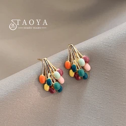 2025 New Design Makaron Color Mini Balloon Gold Color Earrings Lovely Accessories For Young Womens Girls Party Fashion Jewelry