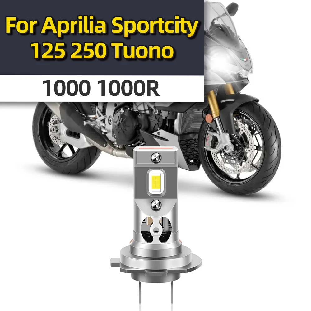 Motorcycle Headlight Bulb Wireless 6000K 15000LM H7 LED Motor For Aprilia Sportcity 125 250 2008-2011 Tuono 1000 1000R 2002-2005