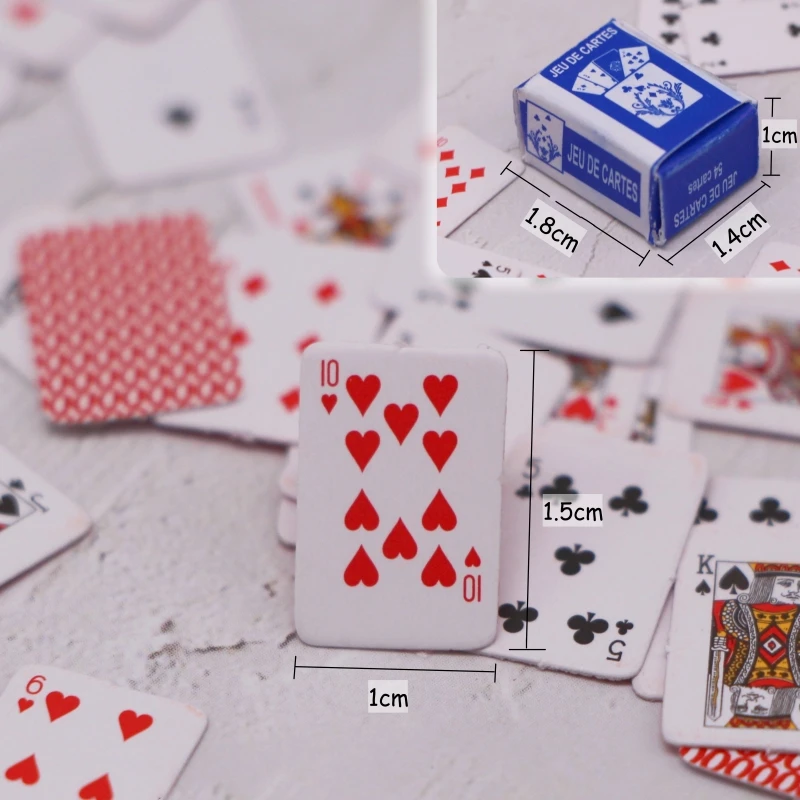 2Set 15X10mm Dollhouse Mini Paper Playing Cards Miniature Simulation Small Game Casino Games Poker Party Home Decoration Model