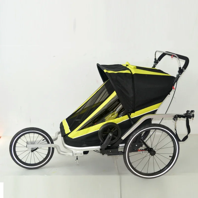 Baby bicycle trailer aluminum alloy double seat child push trailer