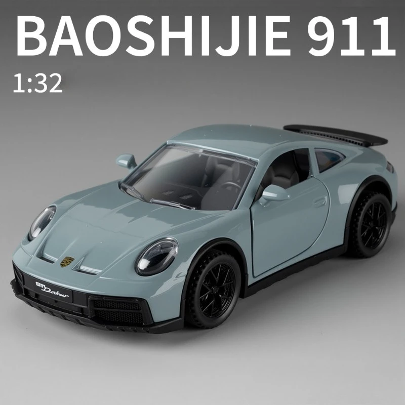 Diecast 1/32 Porsche 911 Supercar Model Sound Light Pullback Children Boy Alloy Toy Vehicle Birthday Gift Collection Miniature