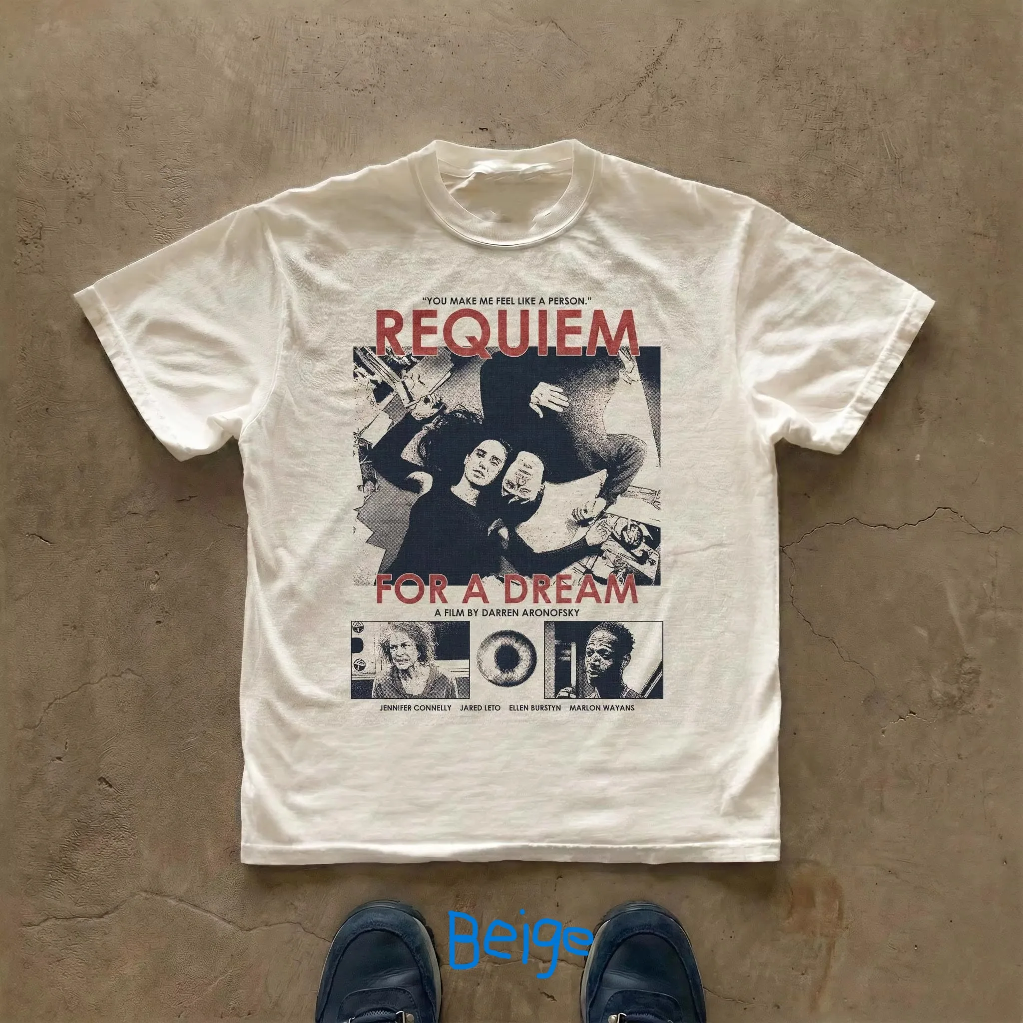 Requiem for A Dream Movie Poster Graphic T-Shirt Y2k Fashion T Shirts Casual Loose Printed T-shirt Oversized Streetwear Unisex