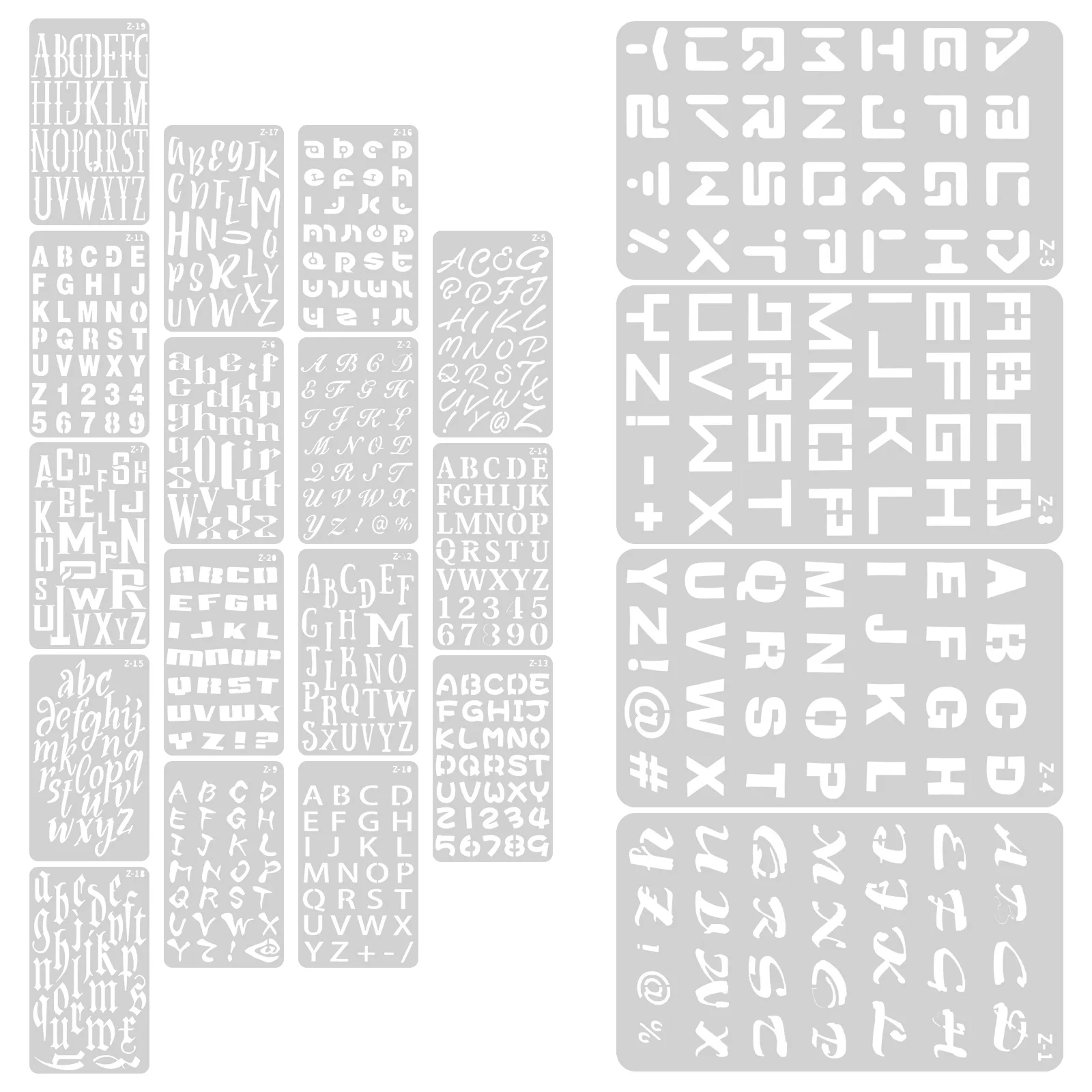 

20 Alphabet Templates Stencils For Airbrush Letter Ruler DIY Crafts Large English Letters Reusable PET Wall Wood Painting
