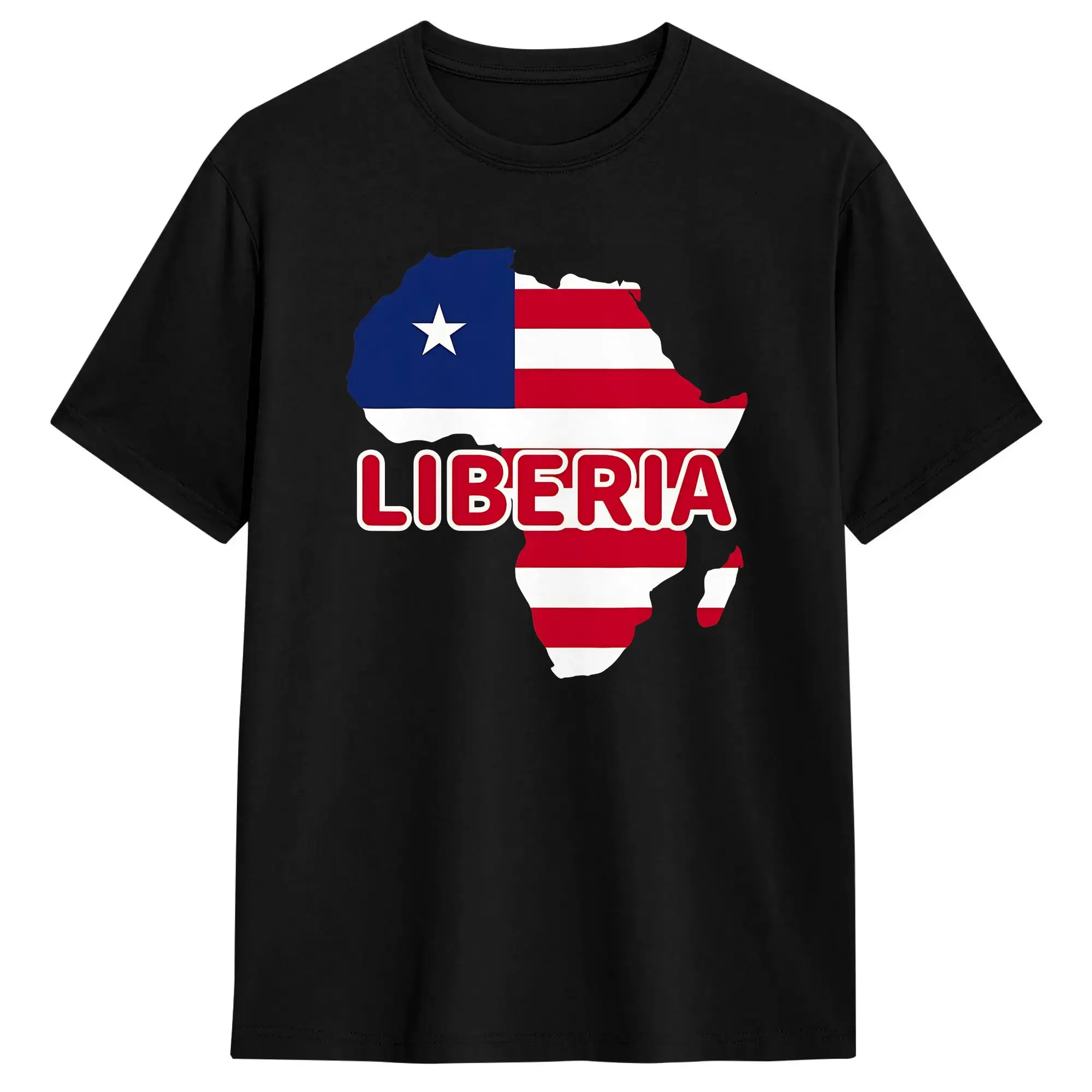 Liberia Liberian Flag Map Africa Print T Shirt Beach 100% Cotton T Shirts For Men Trending Pattern Tshirt Short Sleeve Tees