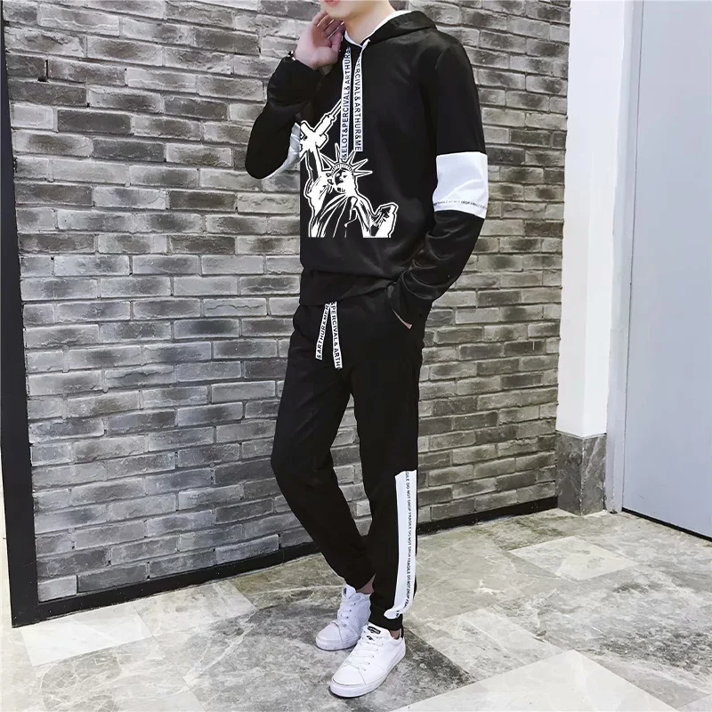 Pant Sets Sweatshirts for Men Clothing Sportswear Hooded Shirt Sweatpants Jogging 2 Piece Sets Women Fun Printed Long Sleeved