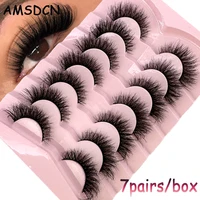 7pairs Natural Russian Strip Lashes Fluffy Mink Lashes 3D False Eyelashes Fluffy Volume Eyelashes Fake Eyelash Extension Make Up 2
