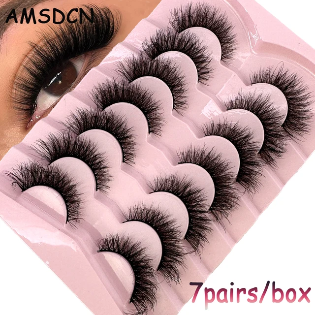 7pairs Natural Russian Strip Lashes Fluffy Mink Lashes 3D False Eyelashes Fluffy Volume Eyelashes Fake Eyelash Extension Make Up 2