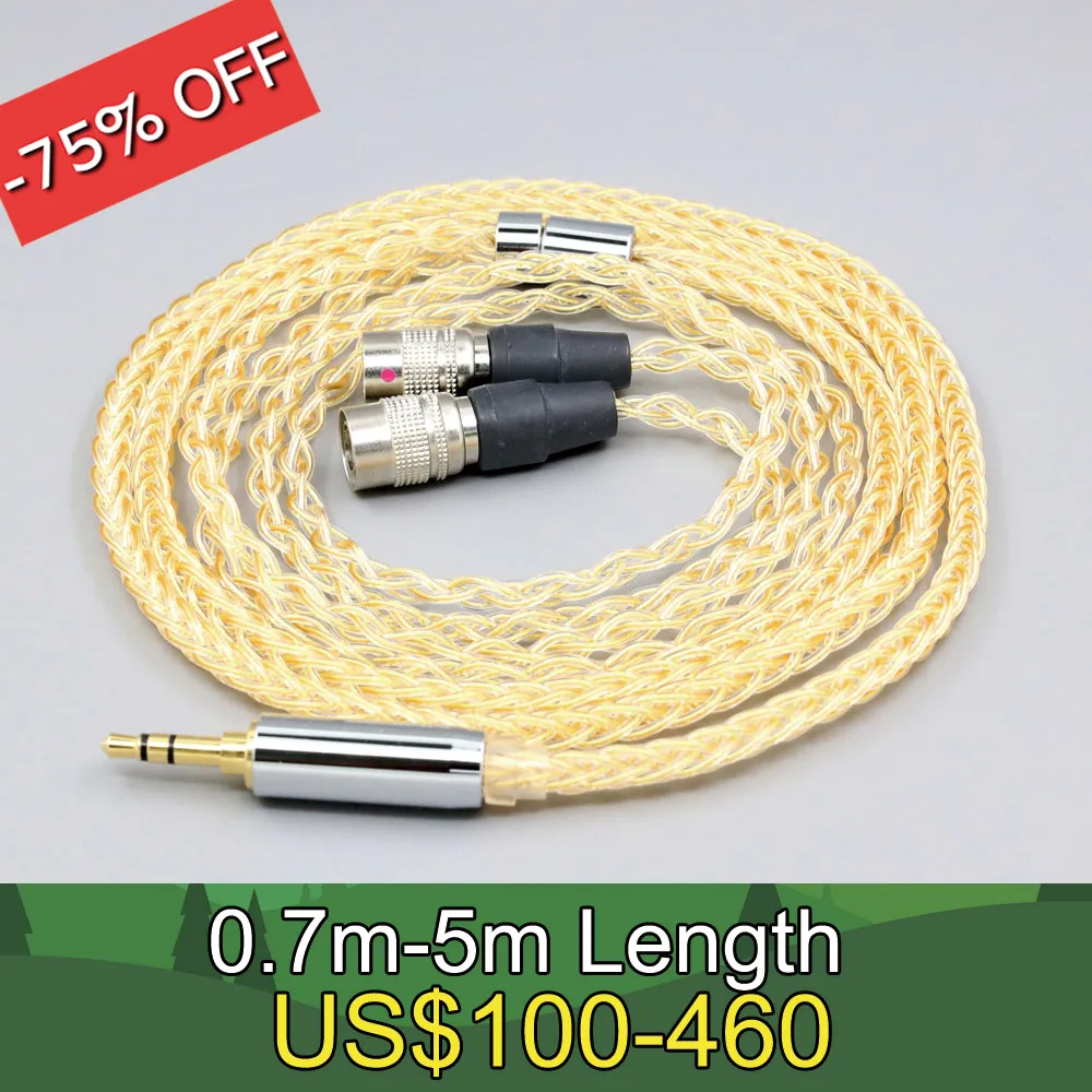 

8 Core 99% 7n Pure Silver 24k Gold Plated Earphone Cable For Mr Speakers Alpha Dog Ether C Flow Mad Dog AEON headphone LN008417