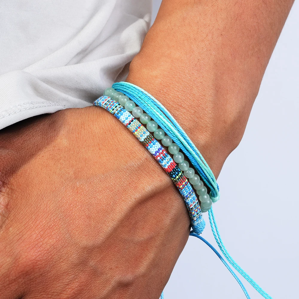 3PCS Bohemian Bracelet Adjustable Bracelet Surfing Handmade Friendship Bracelet String Ocean Beach Bohemian Bracelet
