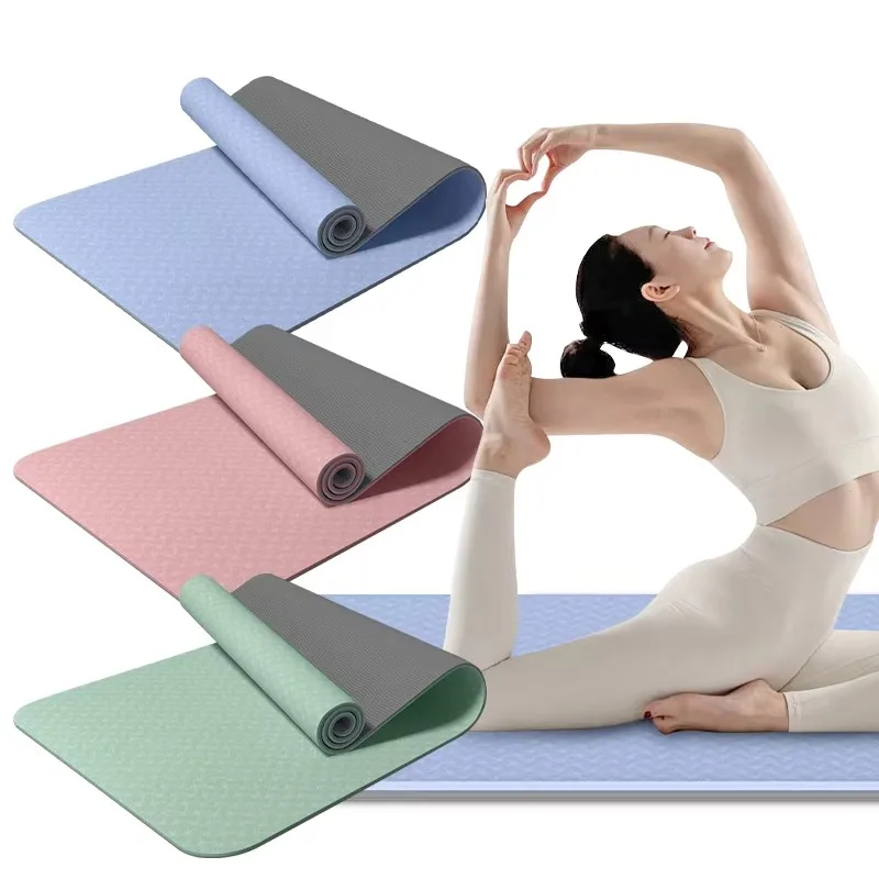 YTYIN Custom Logo Dance Sport Double Color Shock-Absorption Odorless Non-Toxic Anti-Slip Extra Wide TPE Yoga Mat