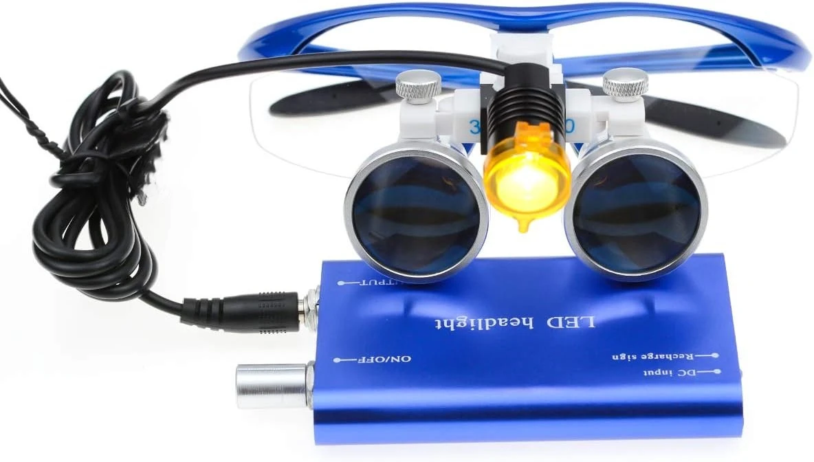 High Quality 3.5X Binocular Head Mounted Magnifier with Bright LED Headlight and Carrying Case for Jewelry Making and Crafting