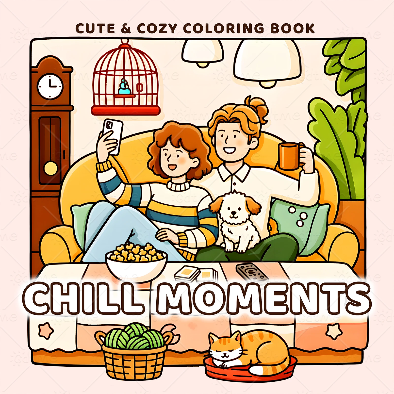 Chill Moments Coloring Book for Adults Featuring Cute Cozy Daily Activities for Relaxation Drawing Books (Cozy Spaces Coloring)