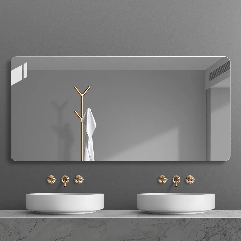 Modern Wall Mounted Mirror Rectangle Unbreakable Bluetooth Bathroom Mirror Clock Fogless Espelho Maquilhagem Com Led Furniture