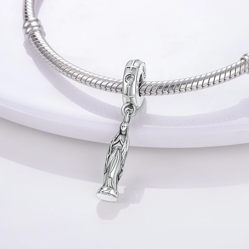 925 Sterling Silver God Bible Religion Cross Priest Jesus Cross Dangle Bead Diy Fit Original Pendant Charm Bracelet Women Jewel