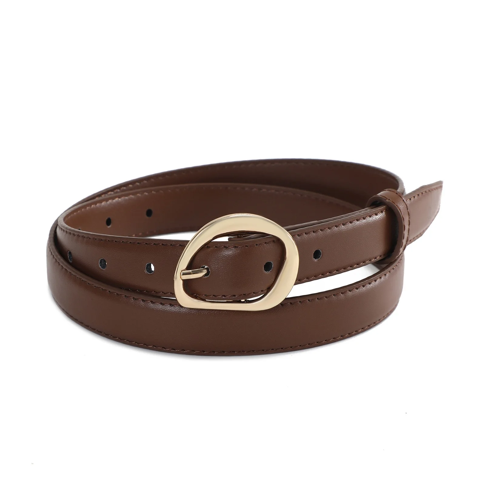 Luxuriöse PU-Ledergürtel für Damen, Modische Goldene Dornschließe, 2,3 cm Breiter Taillengürtel für Kleider & Jeans, Accessoires in Schwarz und Braun – Detail 8