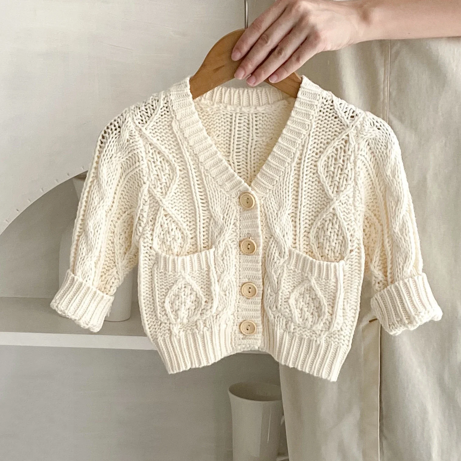 

0-3T Newborn Kid Baby Sweater Cardigan Kid Boy Girl Winter Clothes Long Sleeve V Neck Knit Top Casual Knitwear Coat Outfit