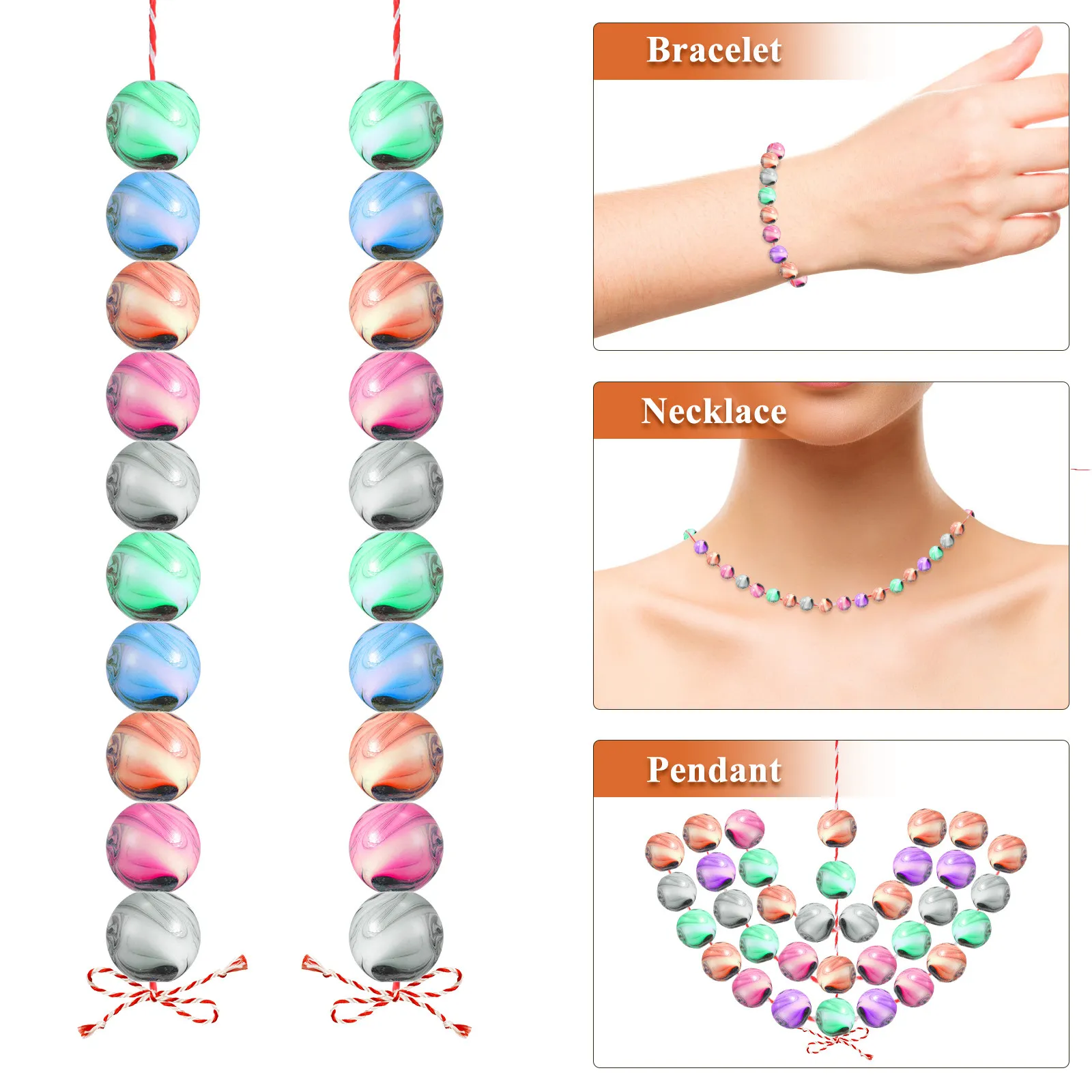 100Pcs Resin Ink Beads 8Mm Round DIY Jewelry Making Beads for Bracelets Necklaces Pendants Craft Kit Handicraft Education
