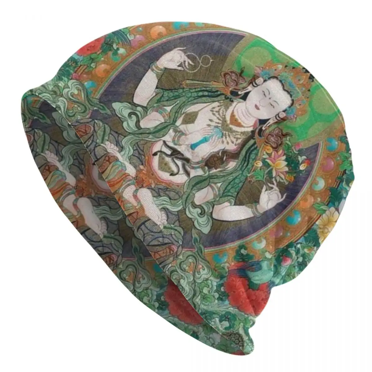 Buddhist Thangka Art Bonnet Hat Knit Hat Men Women Fashion Unisex Buddha Buddhism Mystical Meditation Warm Winter Beanies Cap