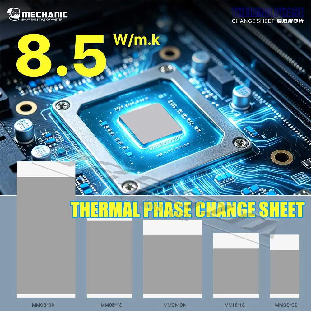 MECHANIC Thermal Phase Change Sheet D7950 8.5W/m.K Suitable for Gaming and Over Clocked CPU Cooling Various Sizes Repair Tool