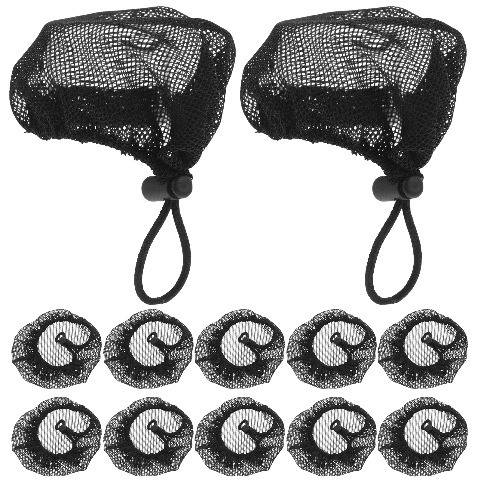 

12pcs Hair Net For Women High Elasticity Black Mesh Bun Cover Nurse Ballet Dancer Roller Hair Accessories Reusable