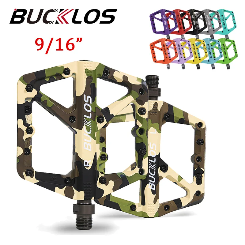 

BUCKLOS Bicycle Pedals Ultralight Nylon Mountain Road Bike Flat Pedal Du Bearing 9/16" BMX MTB Cycling Platform Footboards