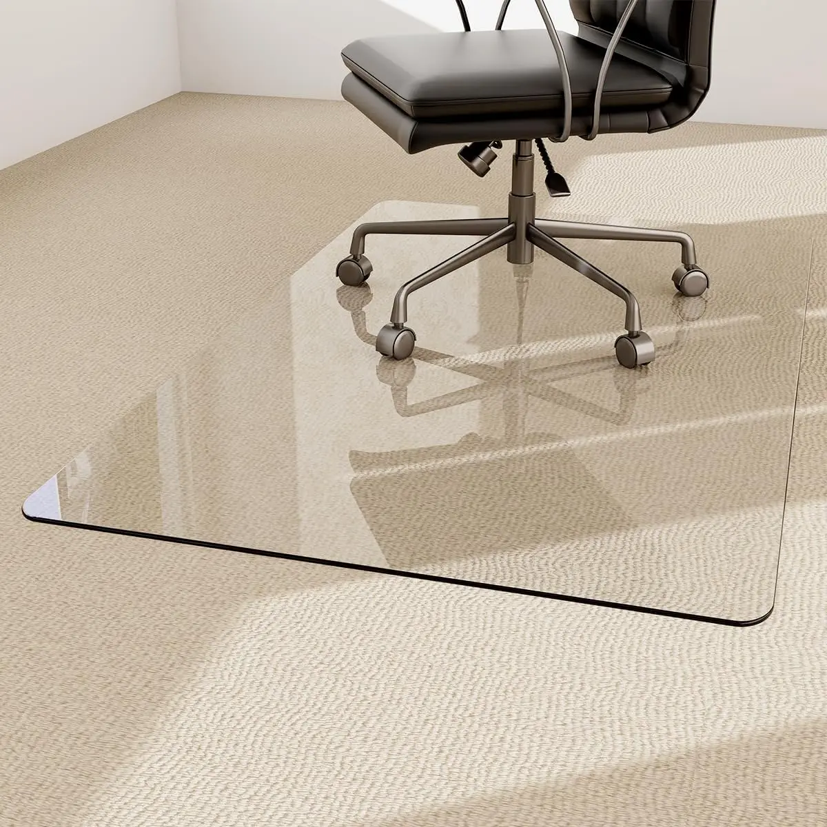 

Tempered Glass Chair Mat 36x46 inch for Carpet - Clear Floor Protector with Anti-Slip Pads