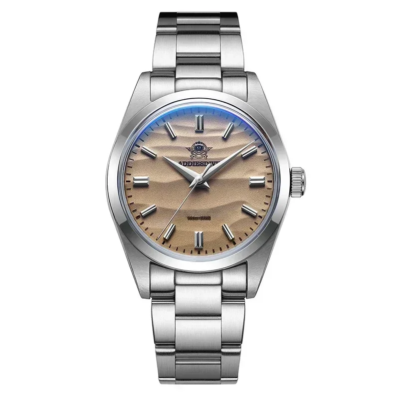 ADDIESDIVE 36mm AD2030 Men Watch Sand Dial 316L Stainless Steel 10Bar Waterproof AR Coated Dome Glass Quartz Movement WristWatch