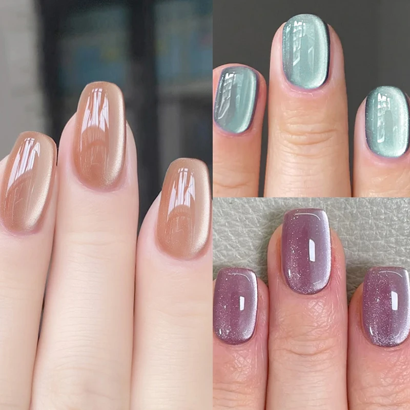 30szt Cat Magnetic Press on Nail Pretty Purple Fake Nails Odłączane pełne końcówki do paznokci