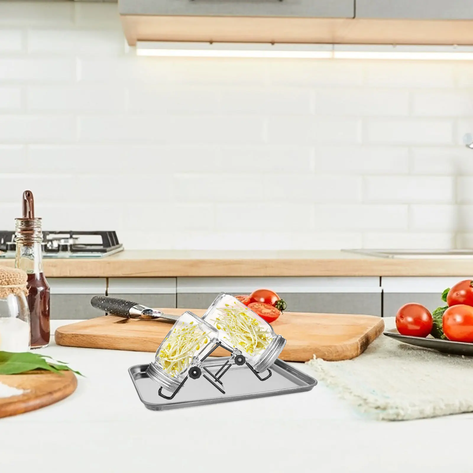 

Reusable Mason Jar Sprouting Tray for Kitchen Use Easy-to-Clean Sprout Growing Container for Germination Projects