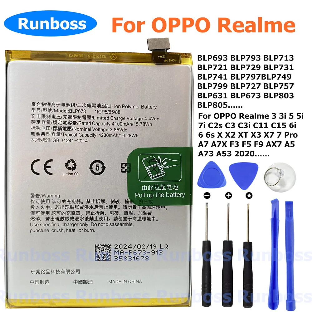 Original Battery for OPPO Realme 3 3i 5 5i 7i C2s C3 C3i C11 C15 6i 6 6s X X2 XT X3 X7 7 Pro A7 A7X F3 F5 F9 AX7 A5 A73 A53 2020