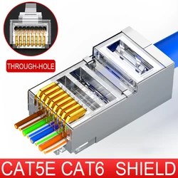 Xintylink-Rj45 cat6ケーブルコネクタ,Cat5e,ftp stp,イーサネットケーブル,プラグ,rg,rj 45,ネットワーク猫6,金属製シールドジャック