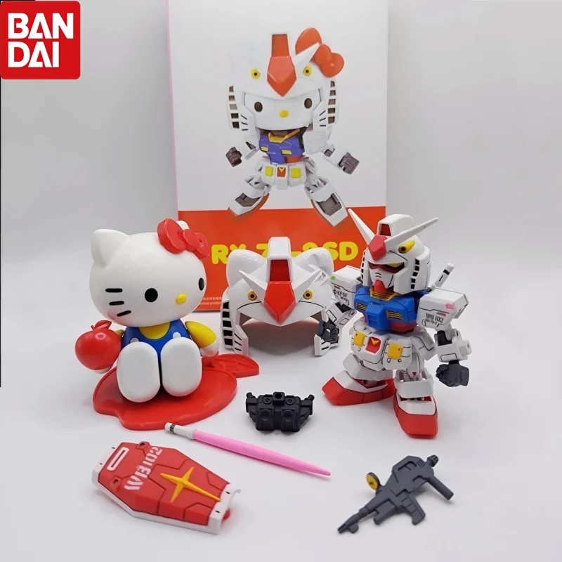

Bandai Gundam Animation Game Peripheral Toys Assembly Sd Rx-78 Zaku Hellokitty Anime Figures Action Movable Model Collection