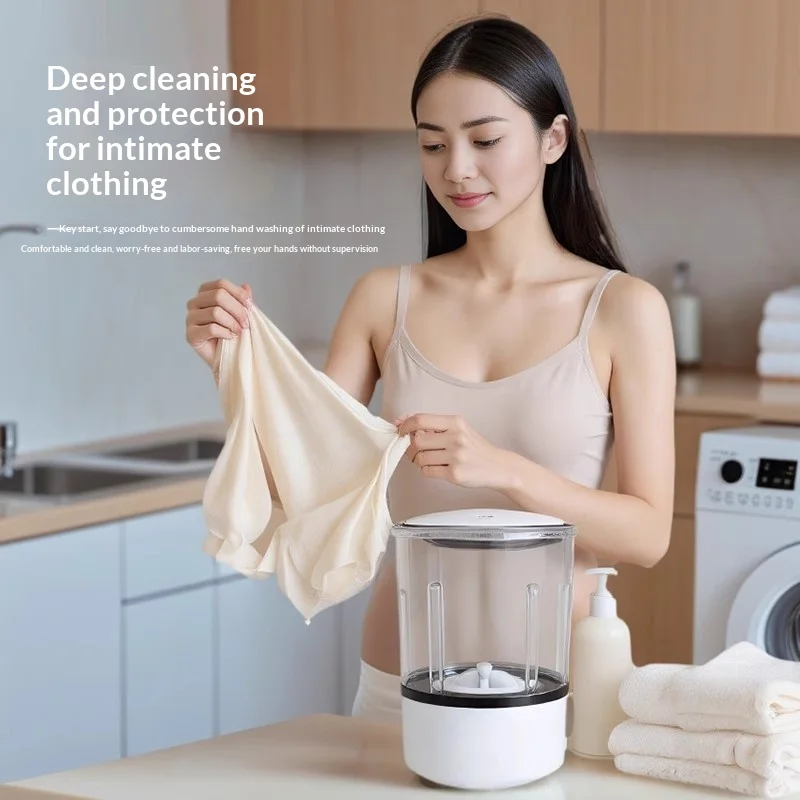 Mini Portable LED  Washing Machine 2L White 2000mAh Rechargeable Turbine Laundry Cup for Children’s Underwear Socks image 2