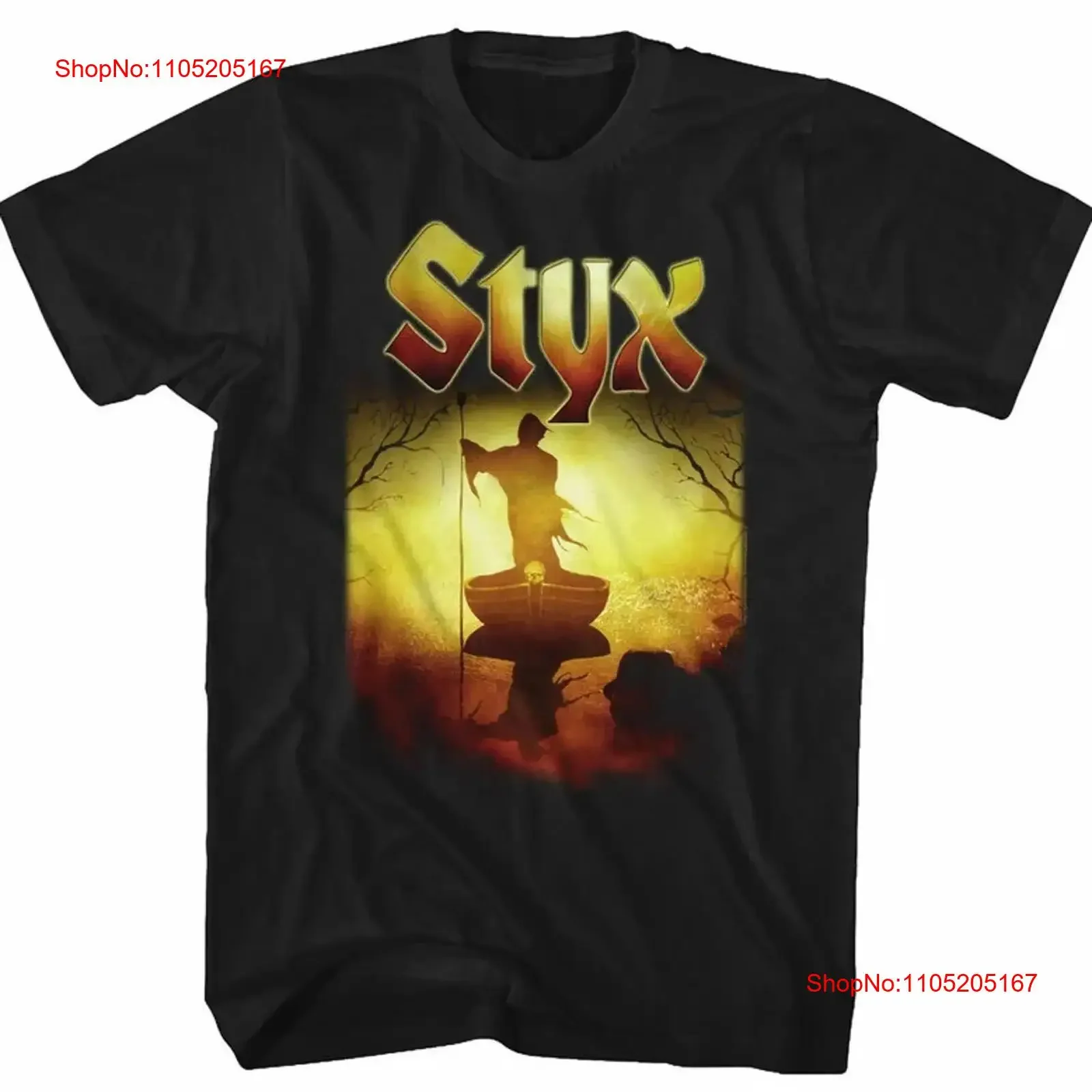 

Styx Creepy Ferry Черная футболка для взрослых, хлопковая полноразмерная UU1196, винтажная стираная дышащая дизайнерская одежда, растянутая, слегка