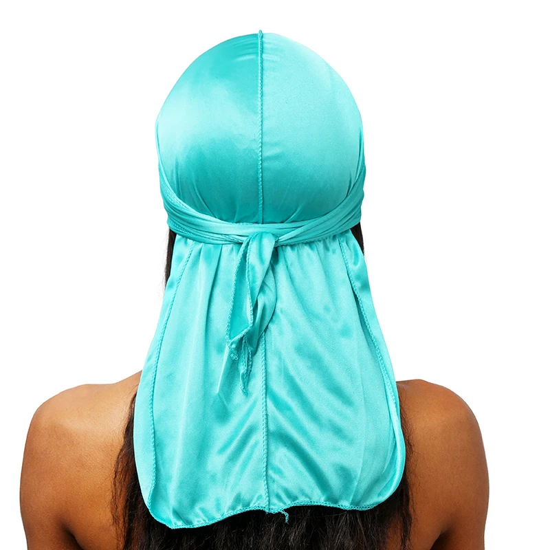 Unisex Seidige Lange Schwanz Durag Piraten Hut Turban Mode Headwraps Kappe Bandana Frauen Männer Kopfbedeckungen Kappen Hijab Haar Zubehör ﻿ – Detail 6