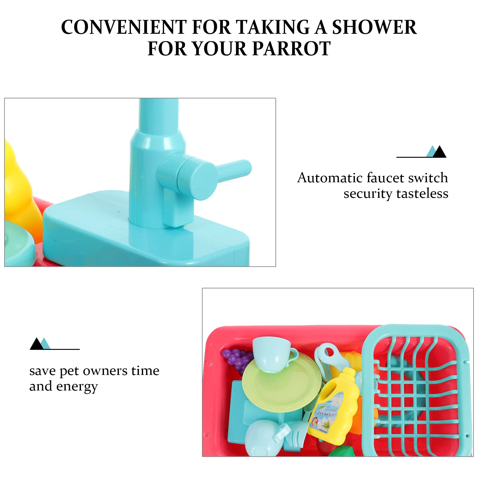 

1 set Water Bath Box For Parrot, Automatic Bird Shower Tub No , Premium Safe Odorless Material, Bright Bathing