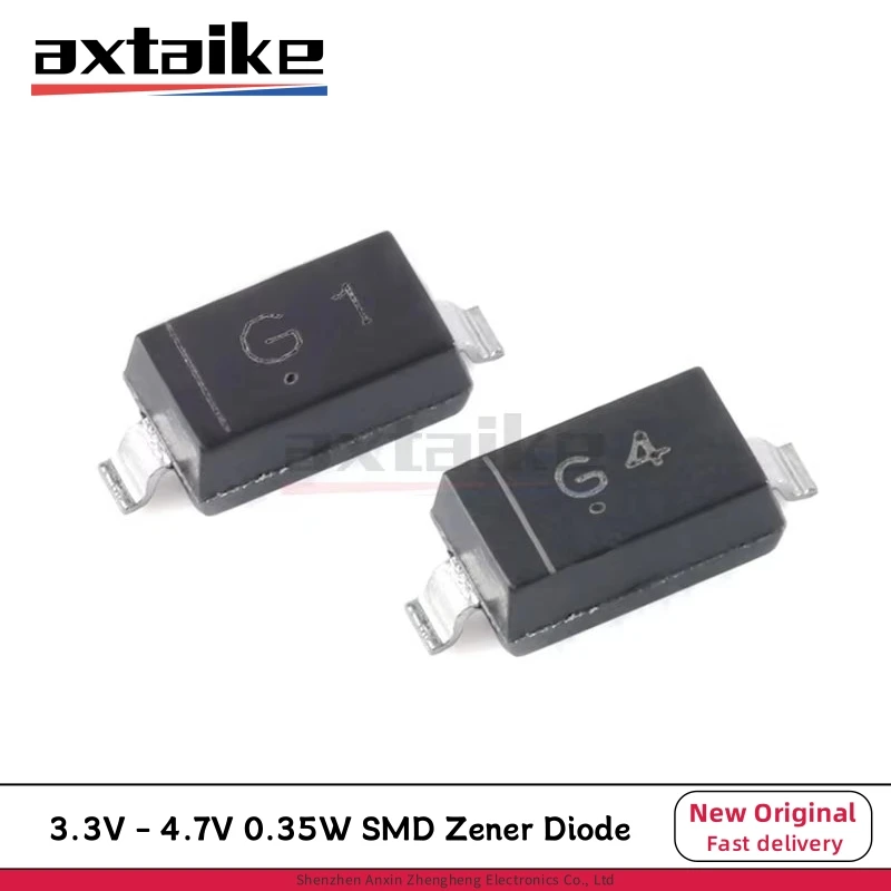 

100PCS MMSZ5226B G1 3.3V MMSZ5227B G2 3.6V MMSZ5228B G3 3.9V MMSZ5229B G4 4.3V MMSZ5230B G5 4.7V 0.35W SOD-123 SMD Zener Diode