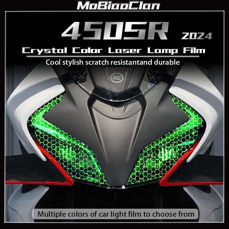 

For CFMOTO 450SR 2024 Motorcycle honeycomb laser light film headlight and taillight film smoked black protection sticker