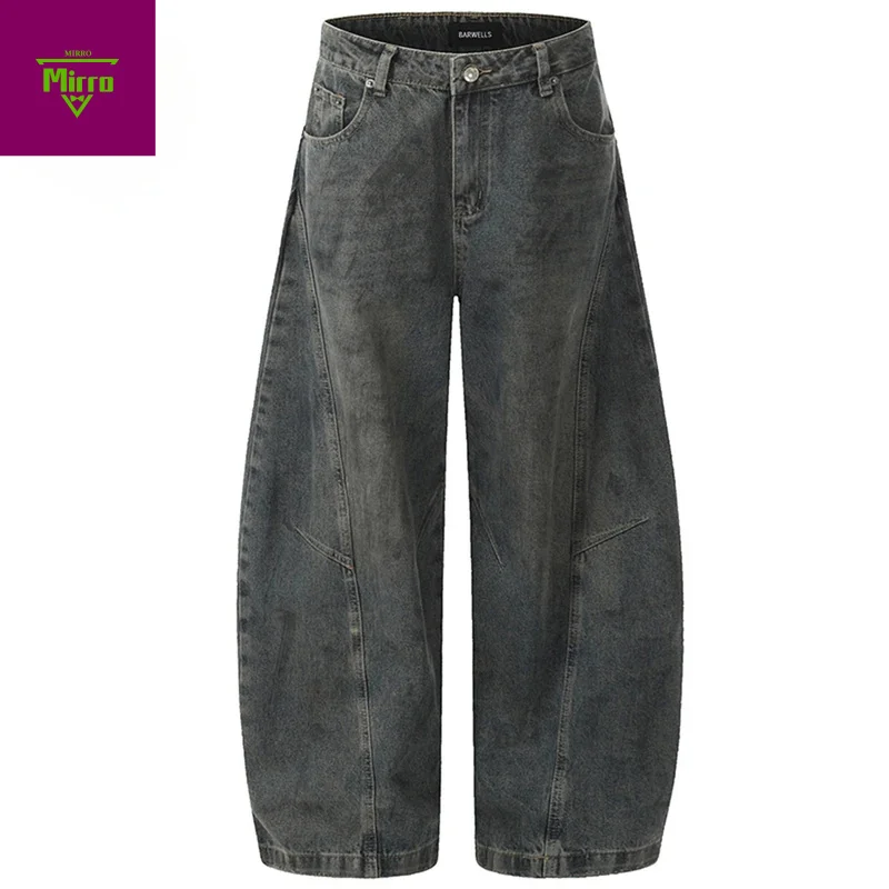 

Harajuku Y2K Мужские джинсы Винтажные синие мешковатые джинсы Свободные широкие джинсовые брюки Уличная одежда Джинсы в стиле хип-хоп Брюки