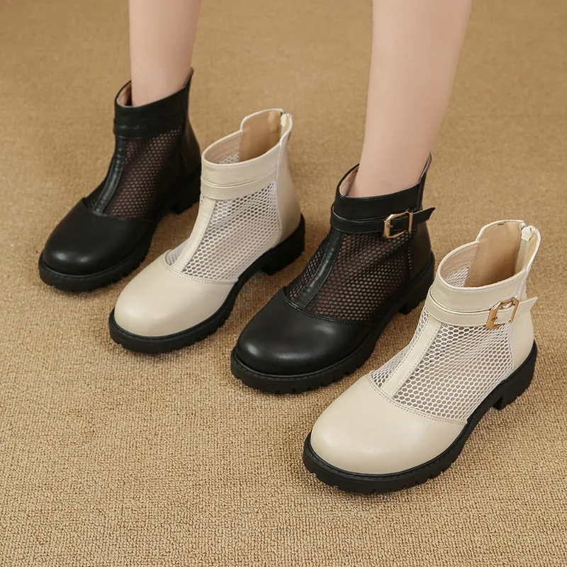 

Women's Booties Mama Cool Boots Spring Summer Sandals Mesh Breathable Cutout Temperament Mesh Boots