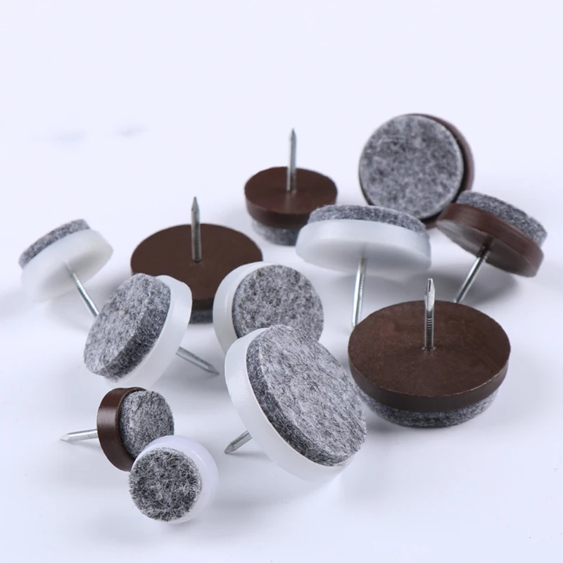 20-100Pcs Furniture Foot Nails Felt Pads Plastic Sliding Nails Chairs Table Legs Protective Pads Diameter 14mm-28mm White/Brown